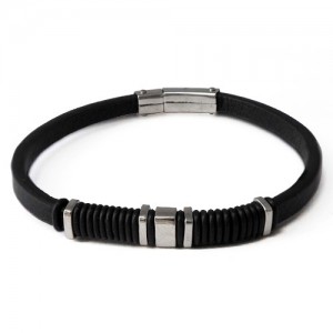 Leather and Steel Bracelet (ISB-1151)